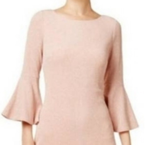 Calvin Klein Pink Shimmer Bell Sleeve Pencil Dress 14W - Picture 6 of 7